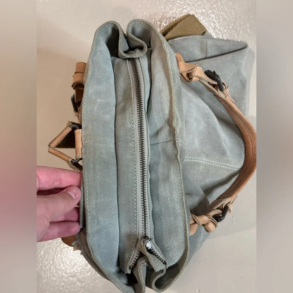 SOLD We The Free Free People Tote Bag backpack 100% cow leather cotton inter - Picture 8 of 16